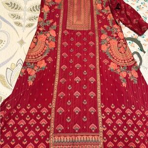 Elegant Red Floral Dress